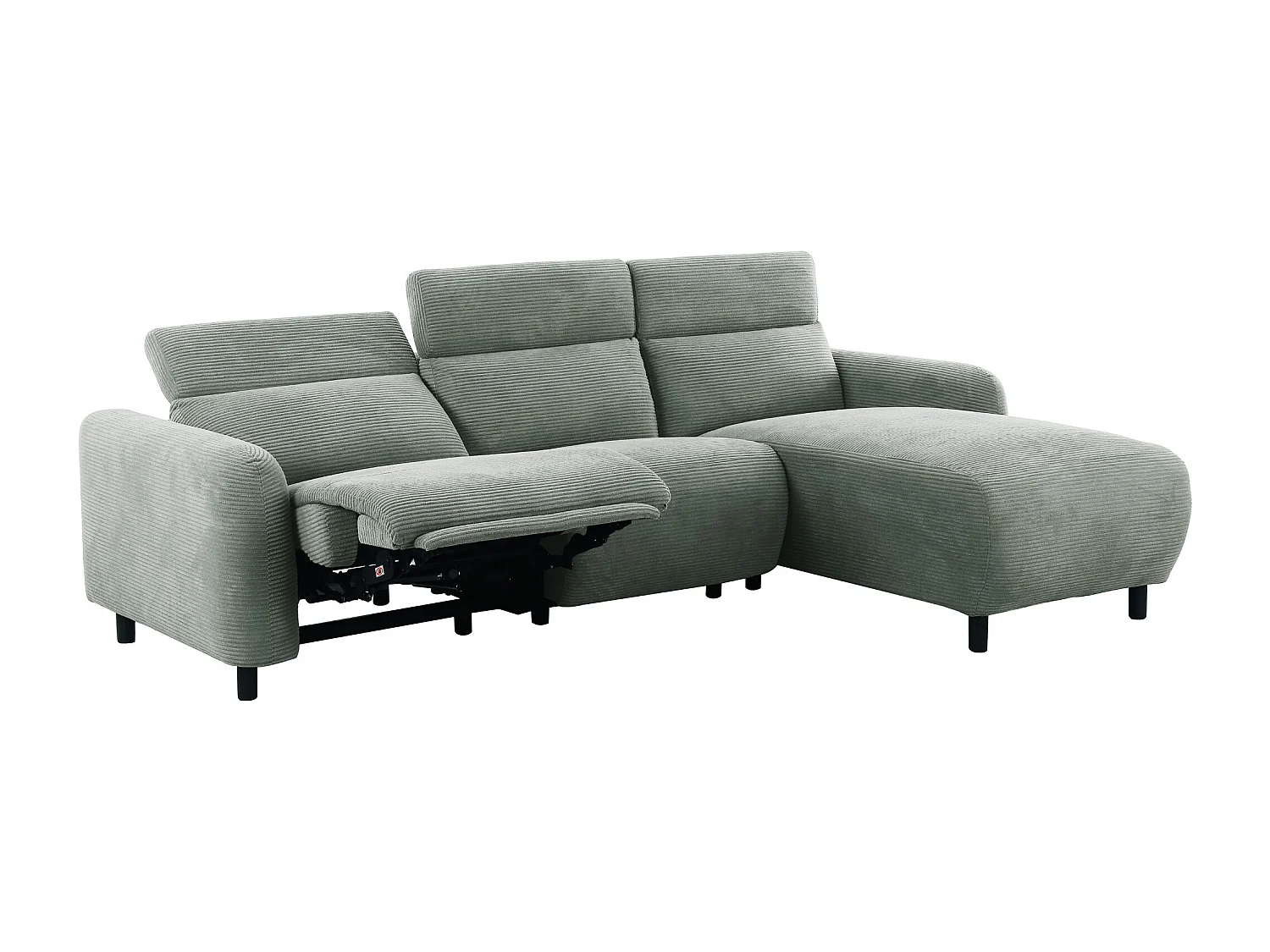 Skaane | Sofa 3 seater with chaise right & electric function in corduroy grey