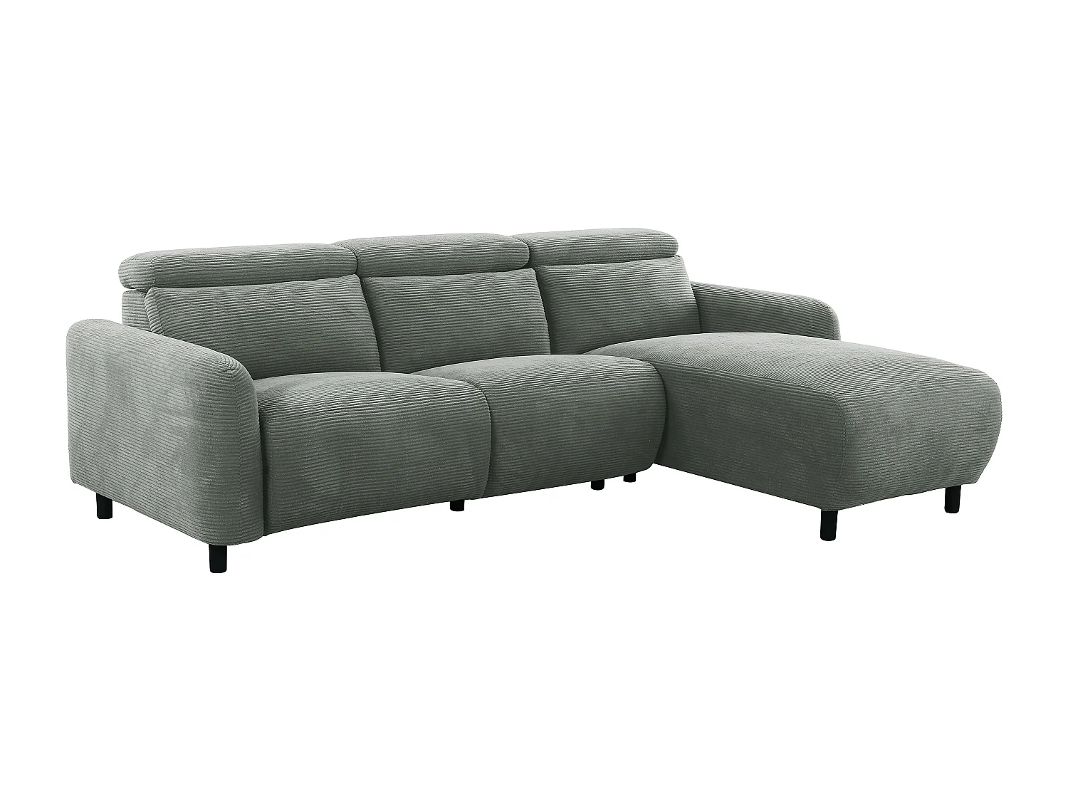 Skaane | Sofa 3 seater with chaise right & electric function in corduroy grey
