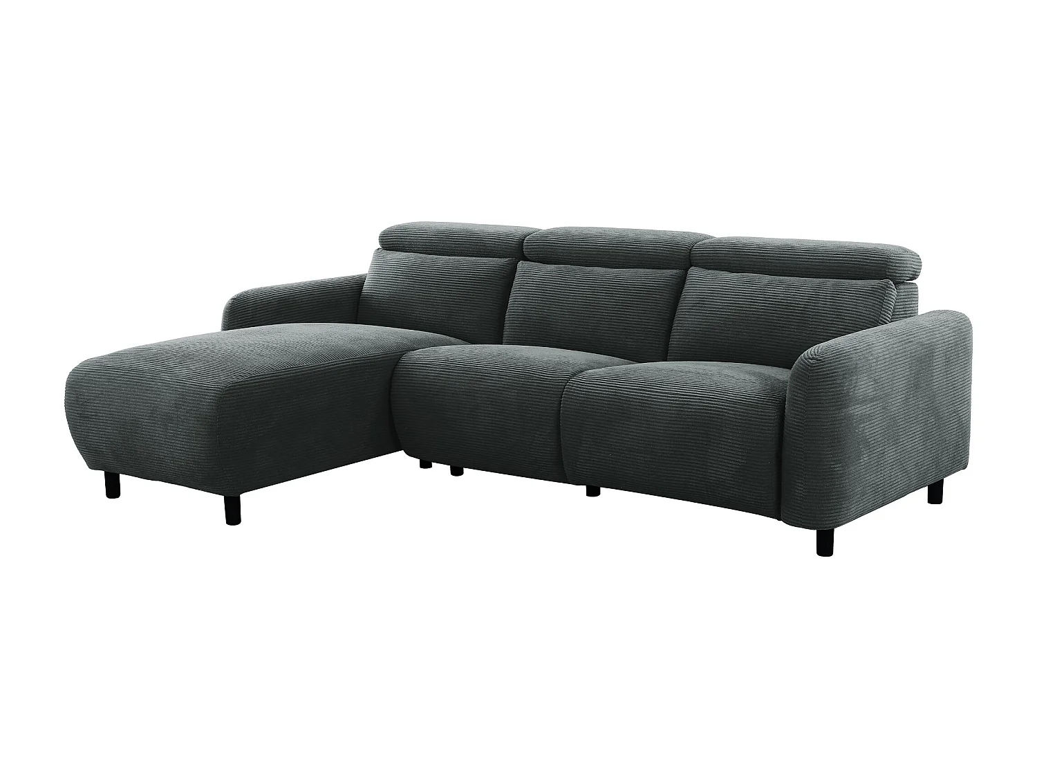 Skaane | Sofa 3 seater with chaise left & electric function in corduroy anthracite