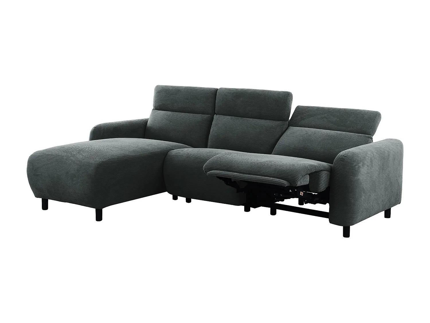 Skaane | Sofa 3 seater with chaise left & electric function in corduroy anthracite