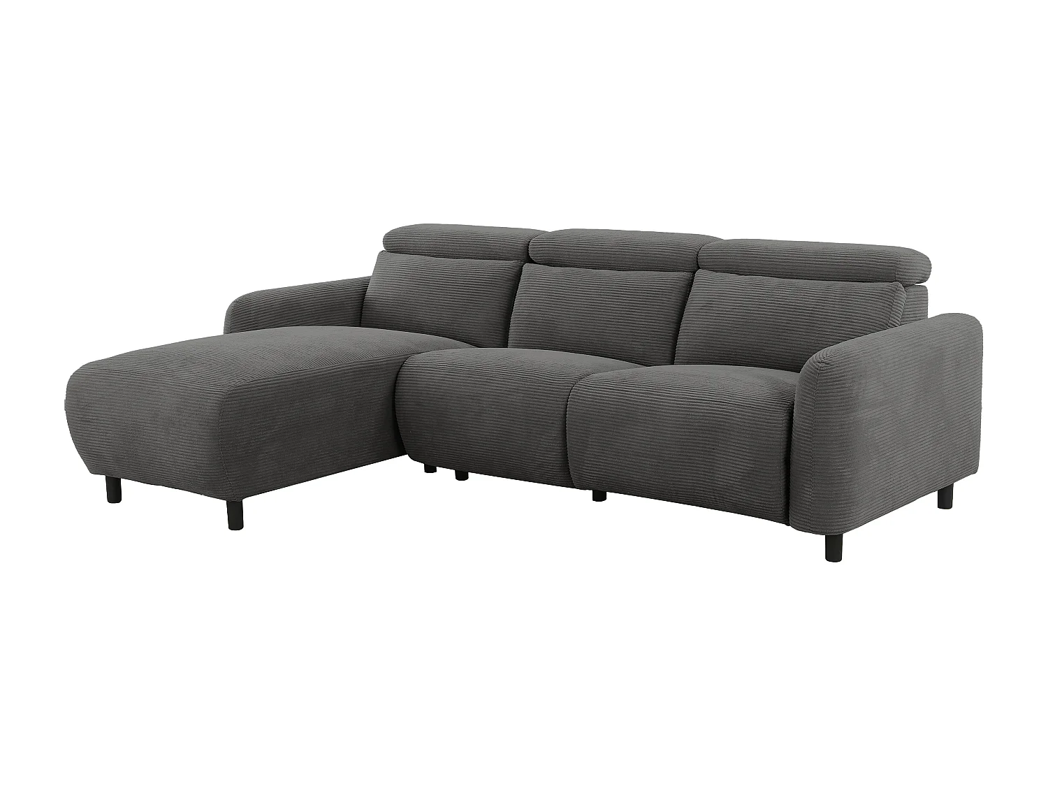 Skaane | Sofa 3 seater with chaise left & electric function in corduroy anthracite
