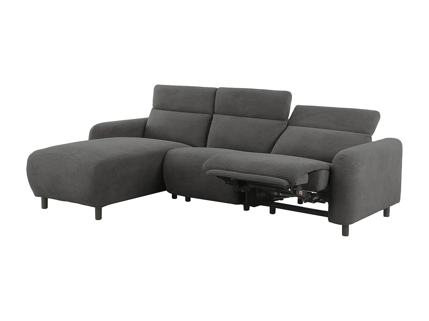 Skaane | Sofa 3 seater with chaise left & electric function in corduroy anthracite
