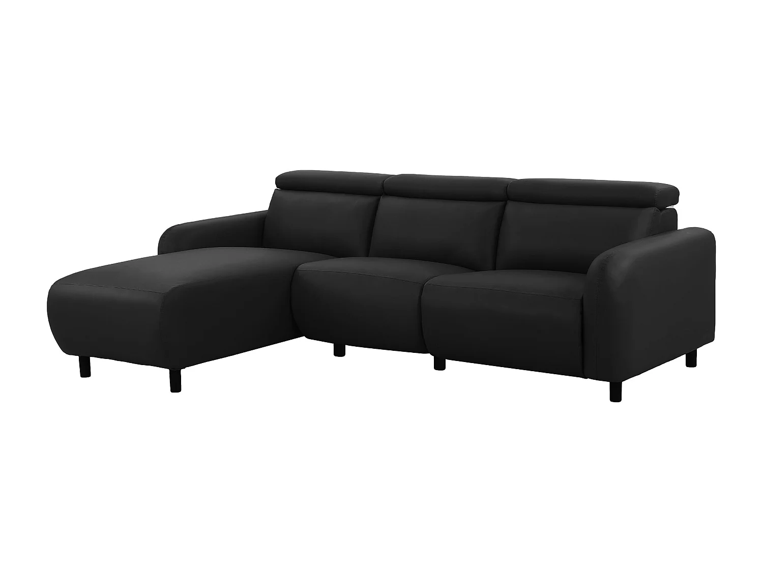 Skaane | Sofa 3 seater with chaise left & electric function in PU black