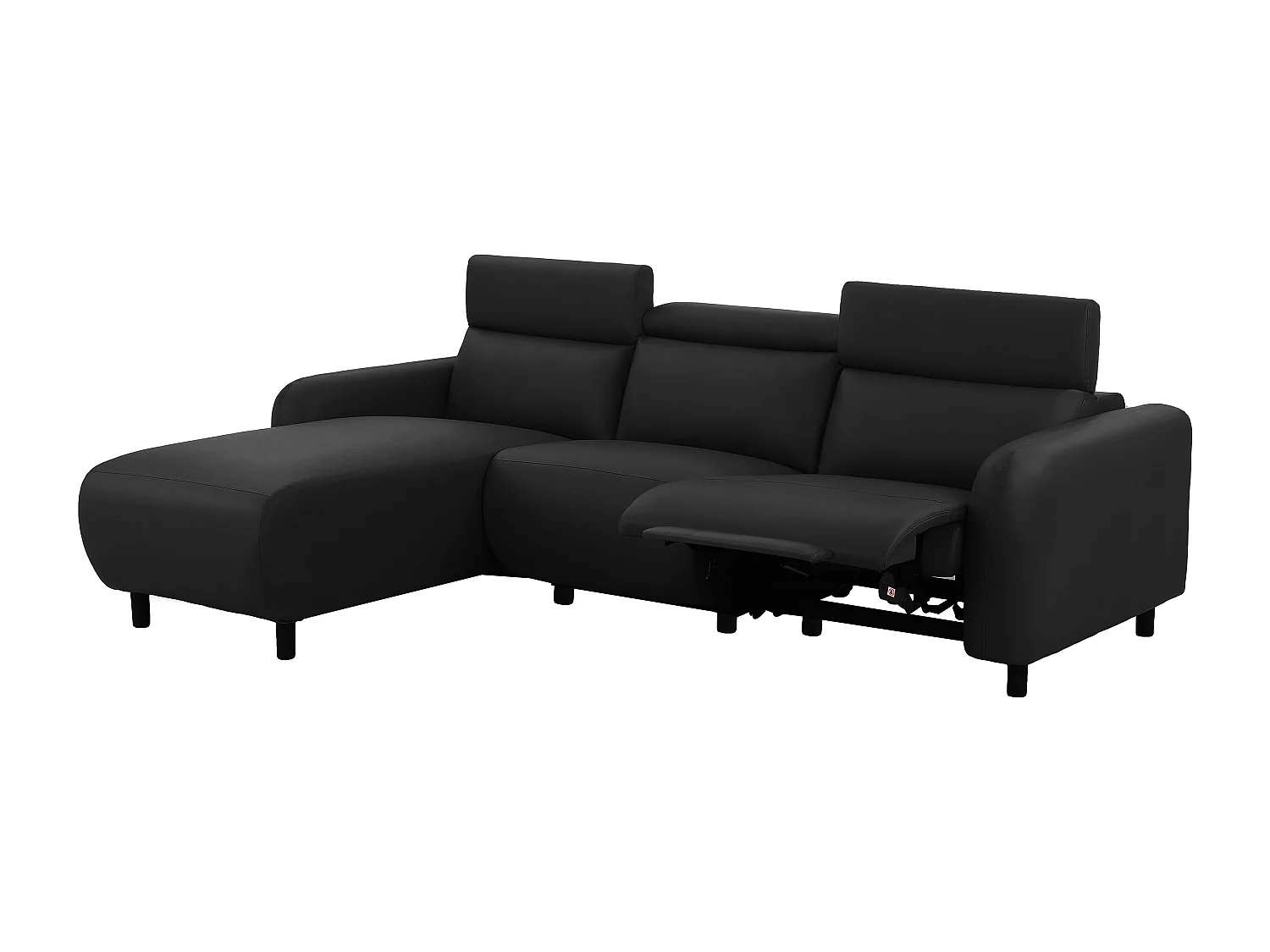 Skaane | Sofa 3 seater with chaise left & electric function in PU black