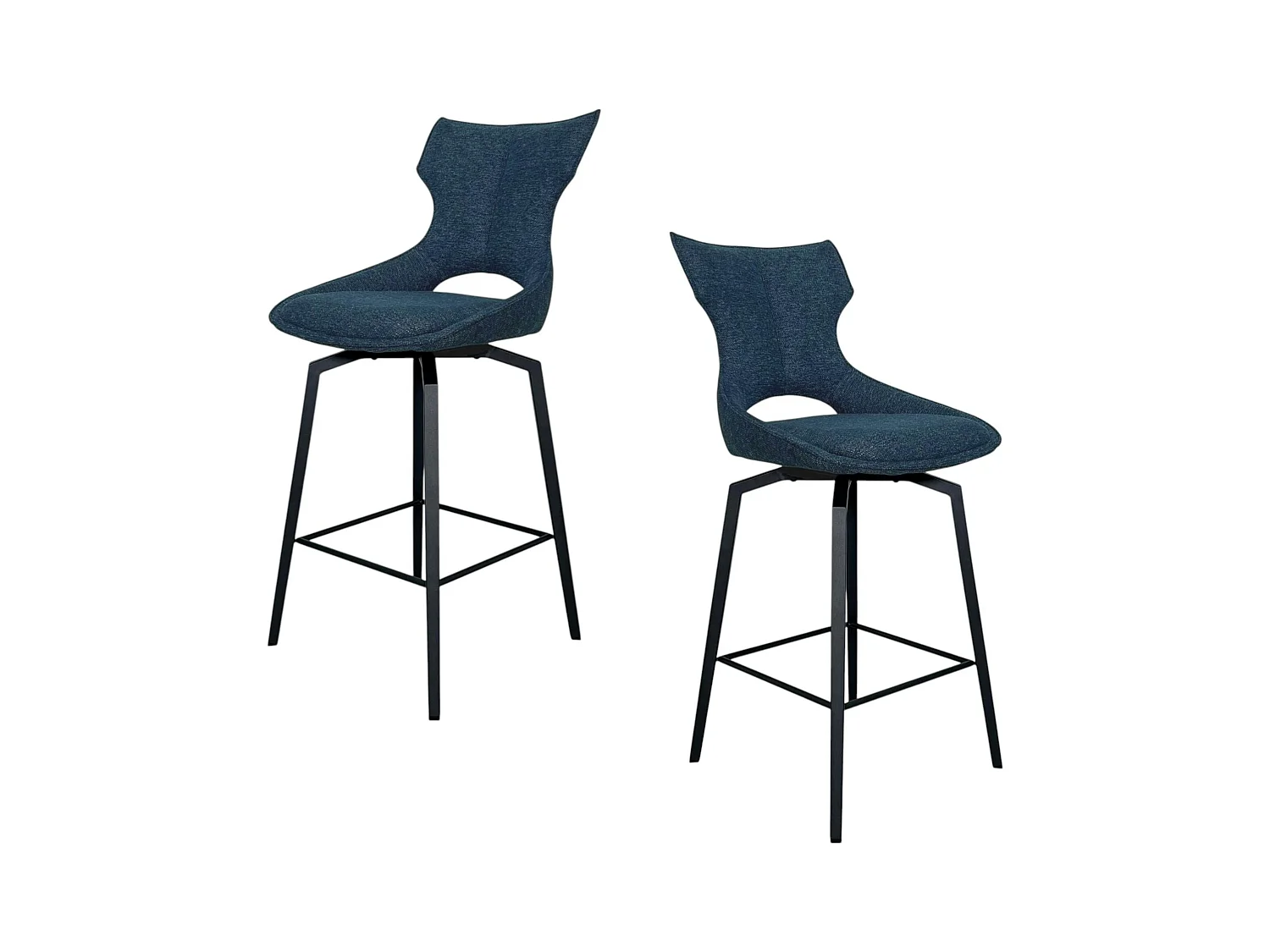 Chaise de bar pivotante tissu bleu (lot de 2) LOMBARDIE