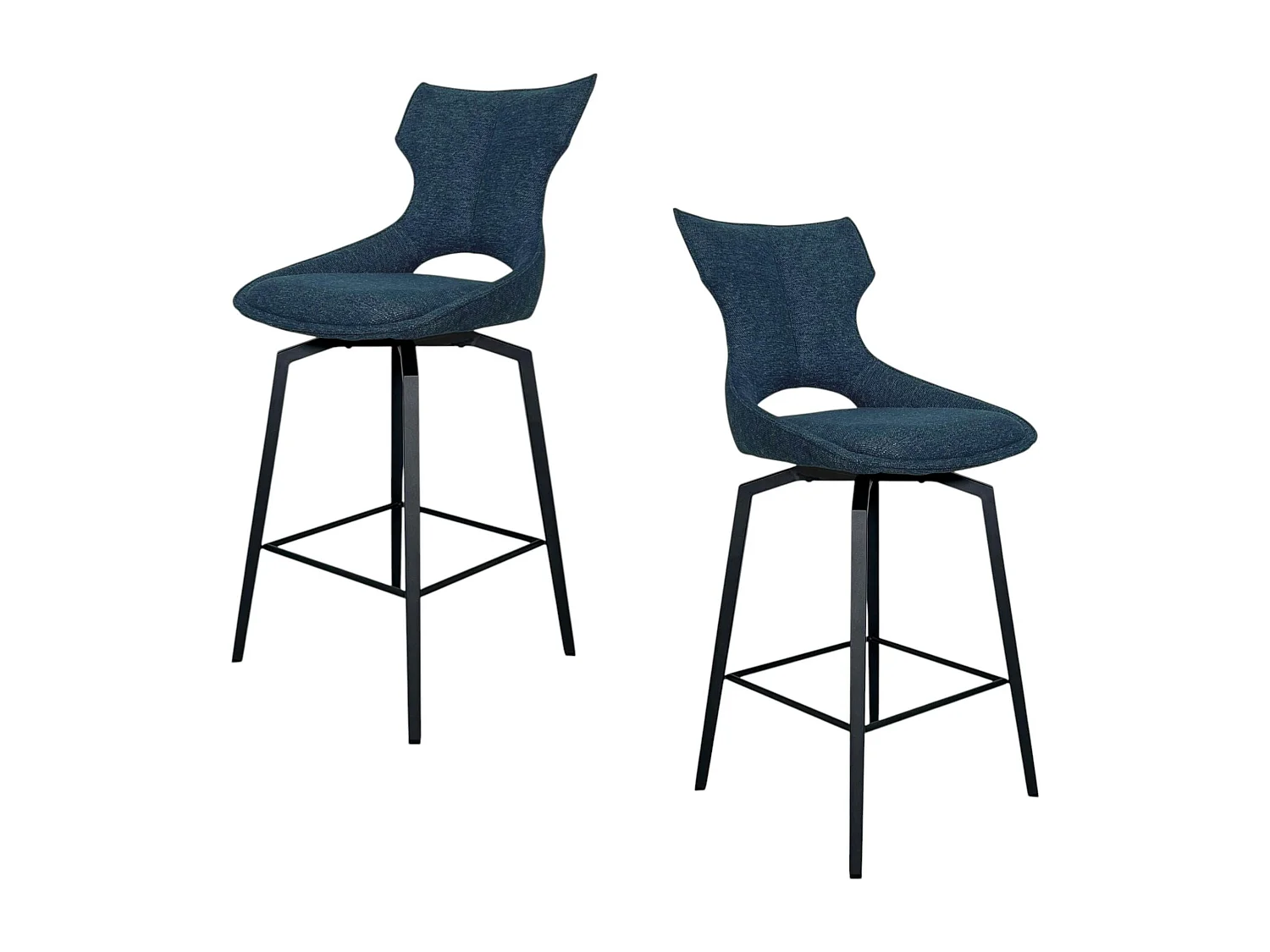 Chaise de bar pivotante tissu bleu (lot de 2) LOMBARDIE