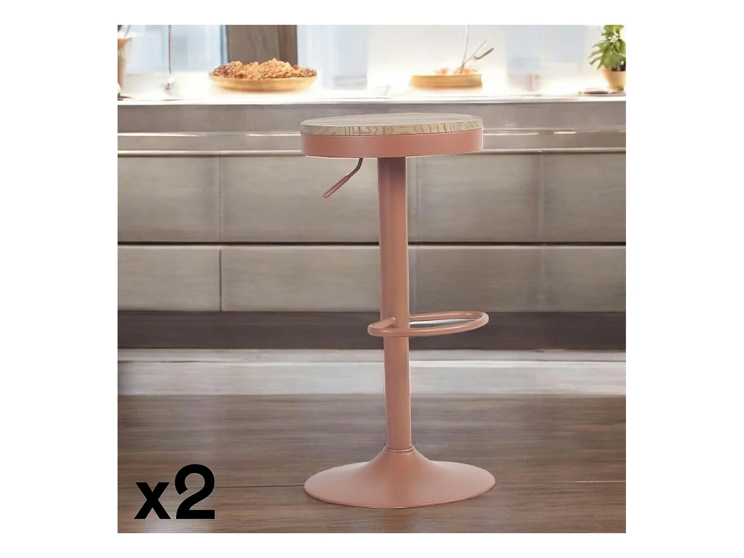 Tabouret de bar réglable métal terracotta (lot de 2) LEEDS