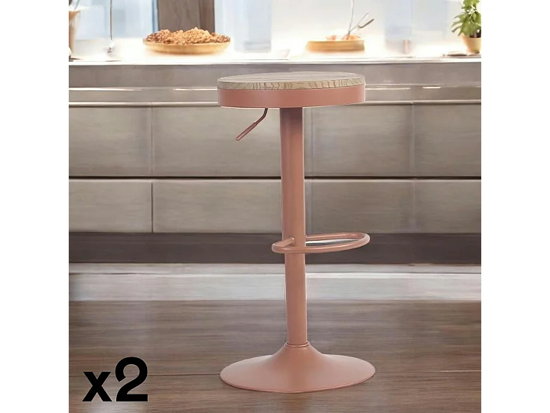 Tabouret de bar réglable métal terracotta (lot de 2) LEEDS