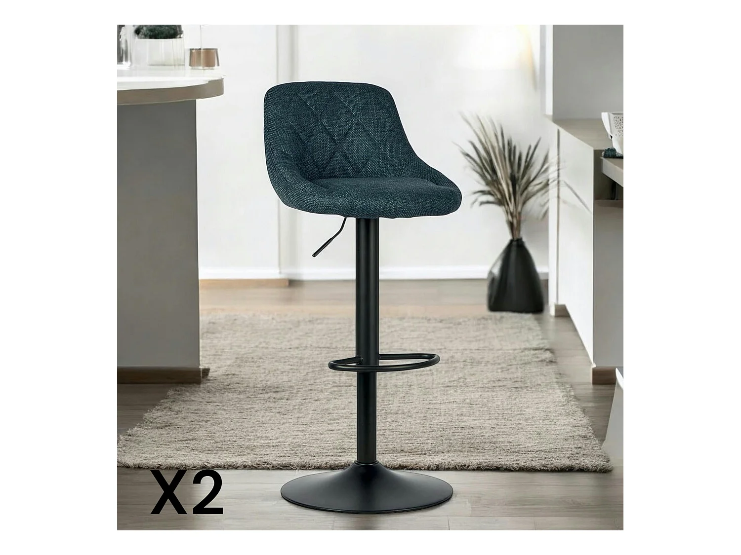 Chaise de hauteur réglable tissu bleu (lot de 2) MALMOE