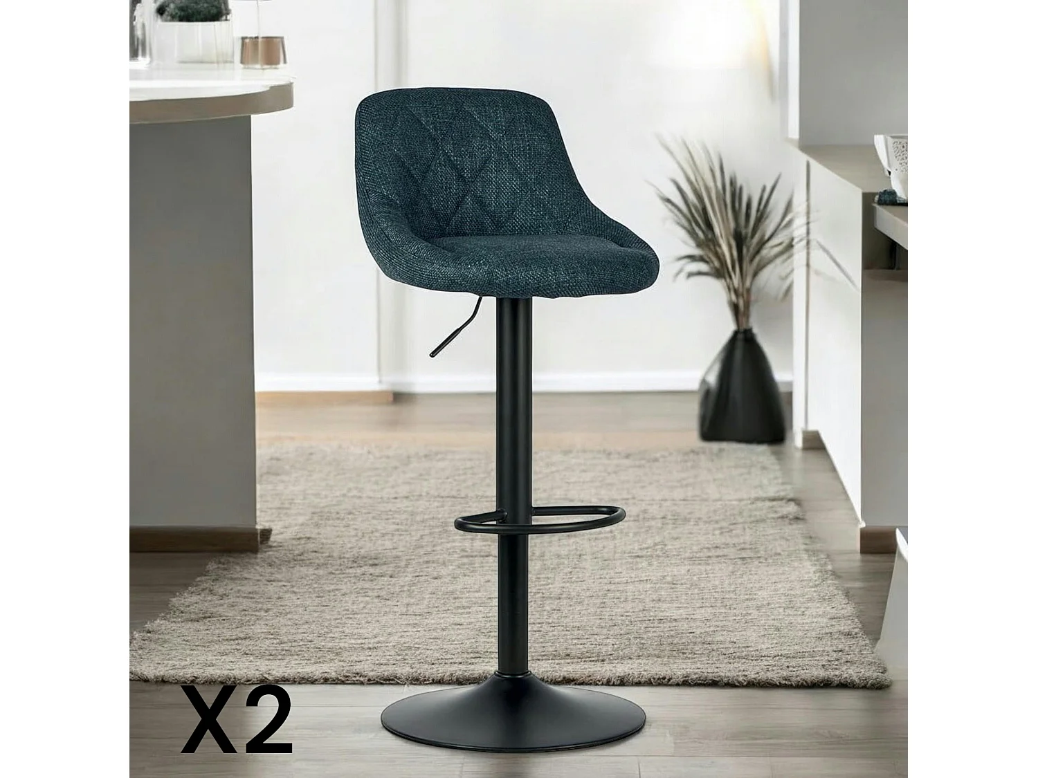 Chaise de hauteur réglable tissu bleu (lot de 2) MALMOE