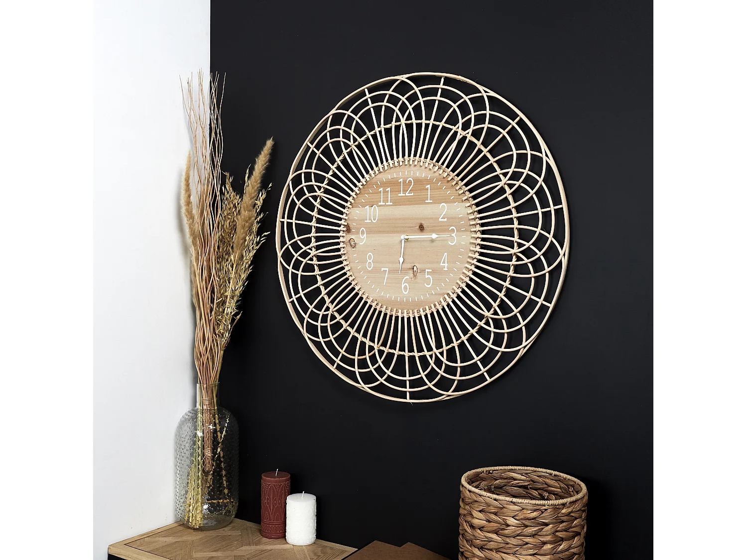 Horloge en Rotin 70cm