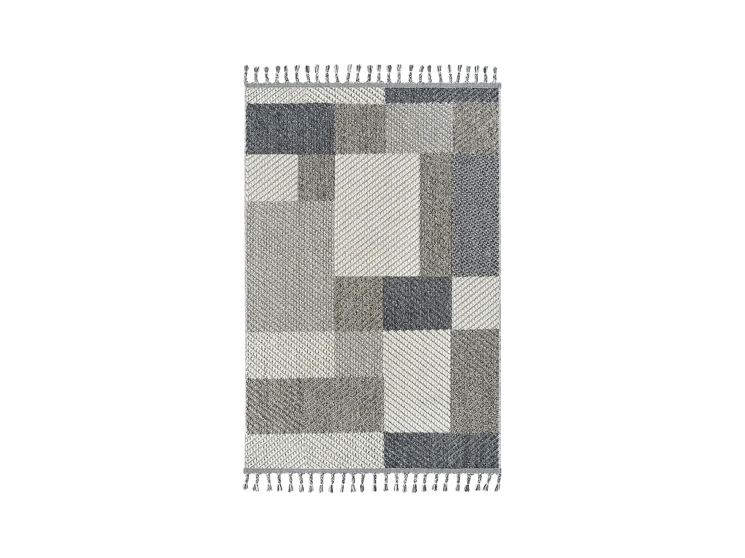 Tapis de salon gris et bleu – motifs carrés, 120x180 cm ISTANBUL