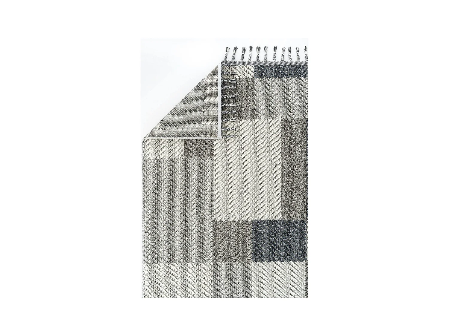 Tapis de salon gris et bleu – motifs carrés, 120x180 cm ISTANBUL