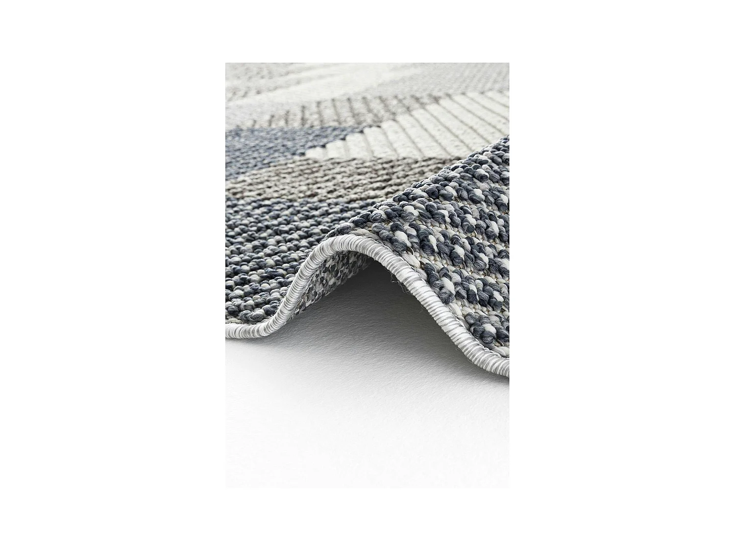 Tapis de salon gris et bleu – motifs carrés, 120x180 cm ISTANBUL