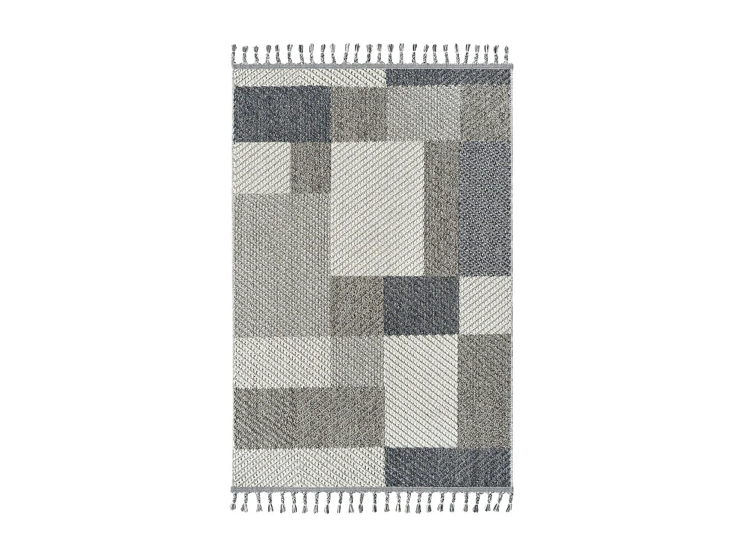 Tapis de salon gris et bleu – motifs carrés, 120x180 cm ISTANBUL