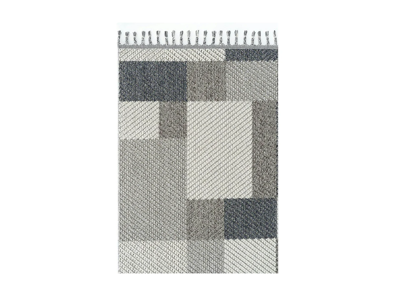 Tapis de salon gris et bleu – motifs carrés, 120x180 cm ISTANBUL