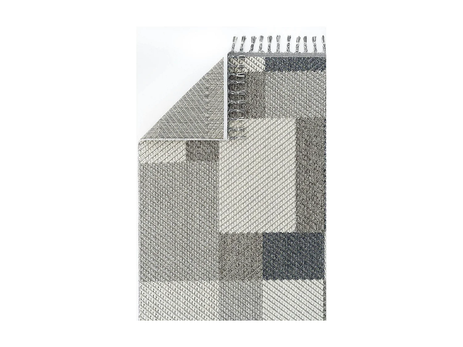 Tapis de salon gris et bleu – motifs carrés, 120x180 cm ISTANBUL