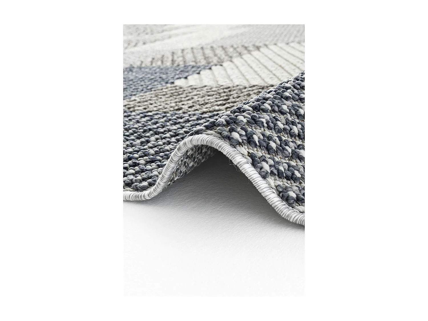 Tapis de salon gris et bleu – motifs carrés, 120x180 cm ISTANBUL