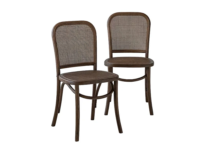 Chaise en orme et cannage Luzian (lot de 2)