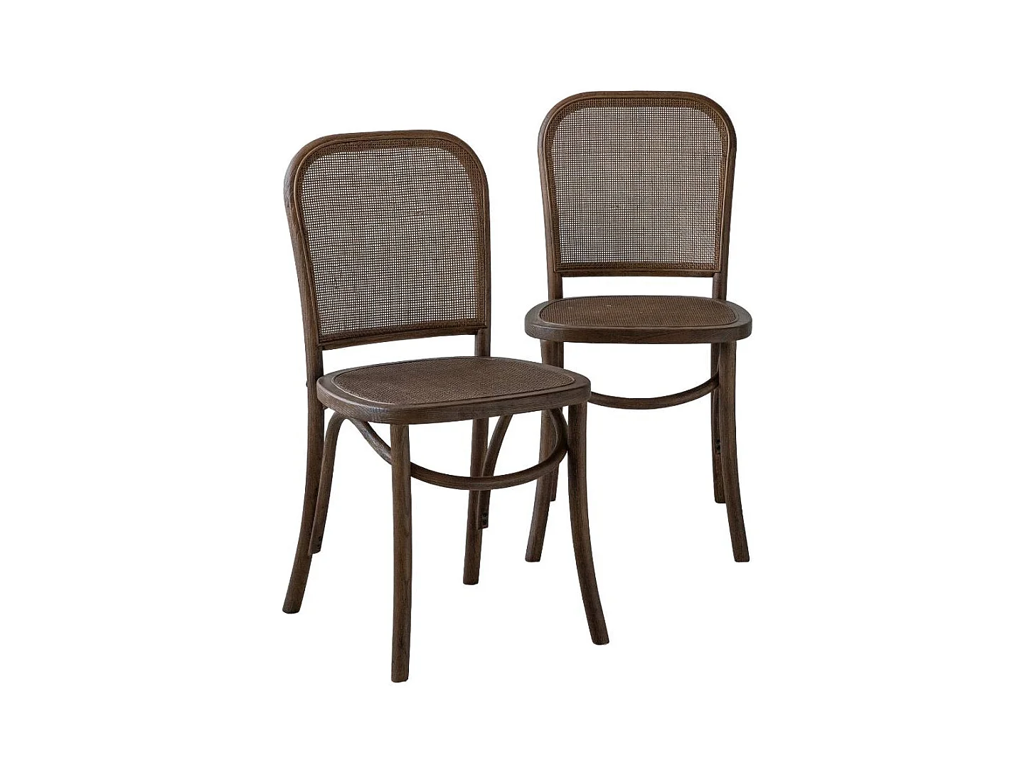 Chaise en orme et cannage Luzian (lot de 2)