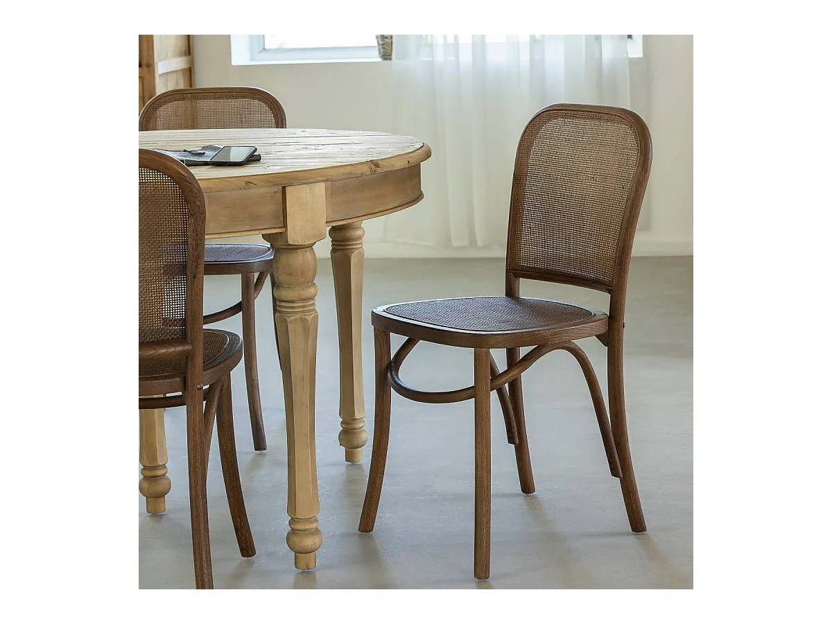 Chaise en orme et cannage Luzian (lot de 2)