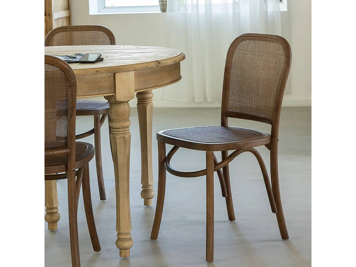 Silla en olmo oscuro y rejilla Luzian (lote de 2)