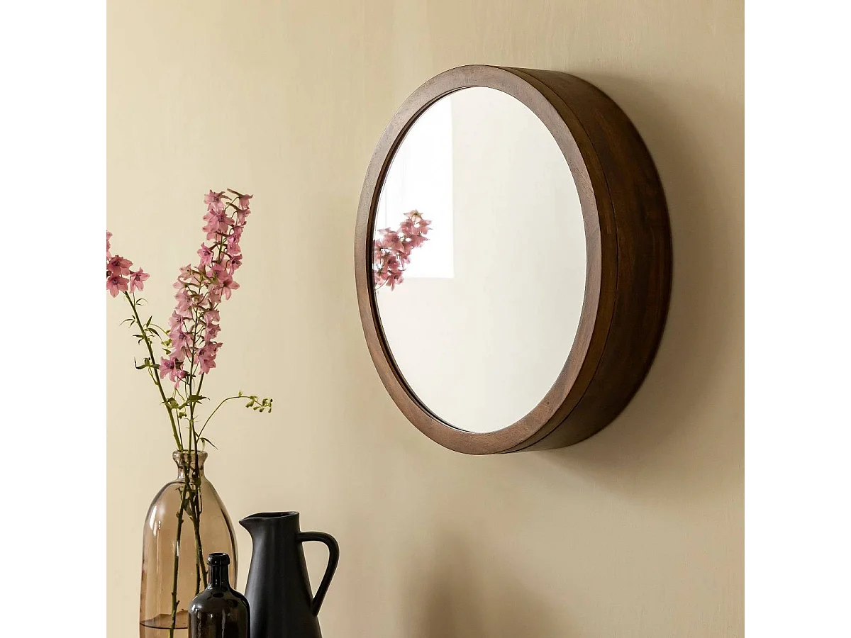 Espejo con estantes en madera de mango oscuro Remick