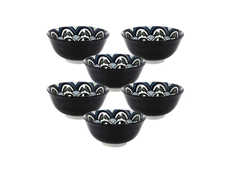 Set de 6 bols en porcelaine bleu mandala (Ø15cm) - MANDALA