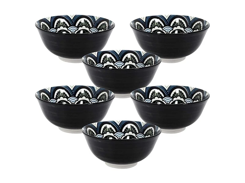 Set de 6 bols en porcelaine bleu mandala (Ø15cm) - MANDALA