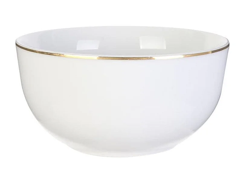 Set de 6 bols blancs en porcelaine avec liseré doré (50cl) - AURA