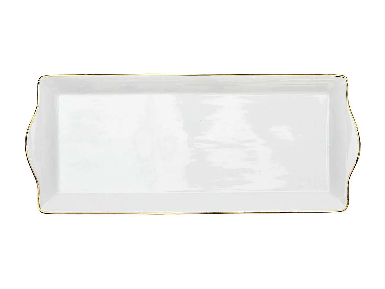 Plat de Service Rectangulaire en Porcelaine Liseré Doré 31x15 cm - CLASS