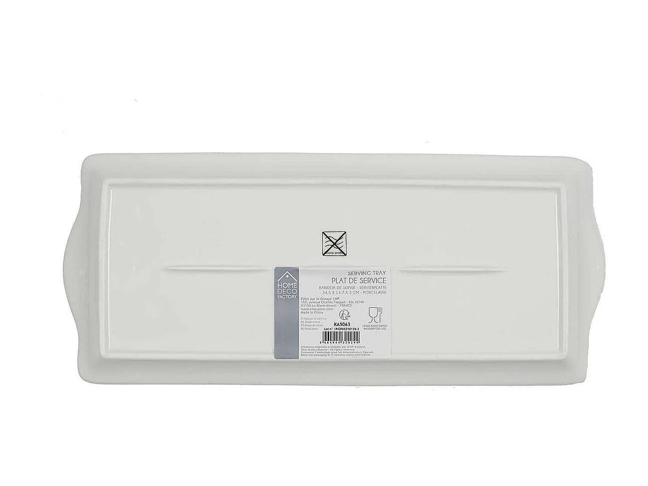 Plat de Service Rectangulaire en Porcelaine Liseré Doré 31x15 cm - CLASS