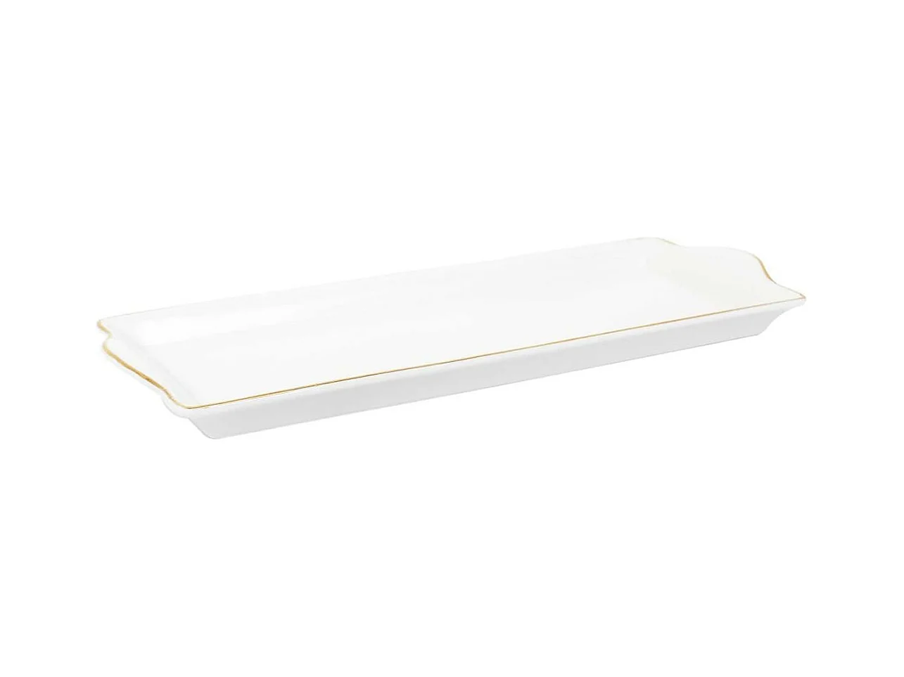 Plat de Service Rectangulaire en Porcelaine Liseré Doré 31x15 cm