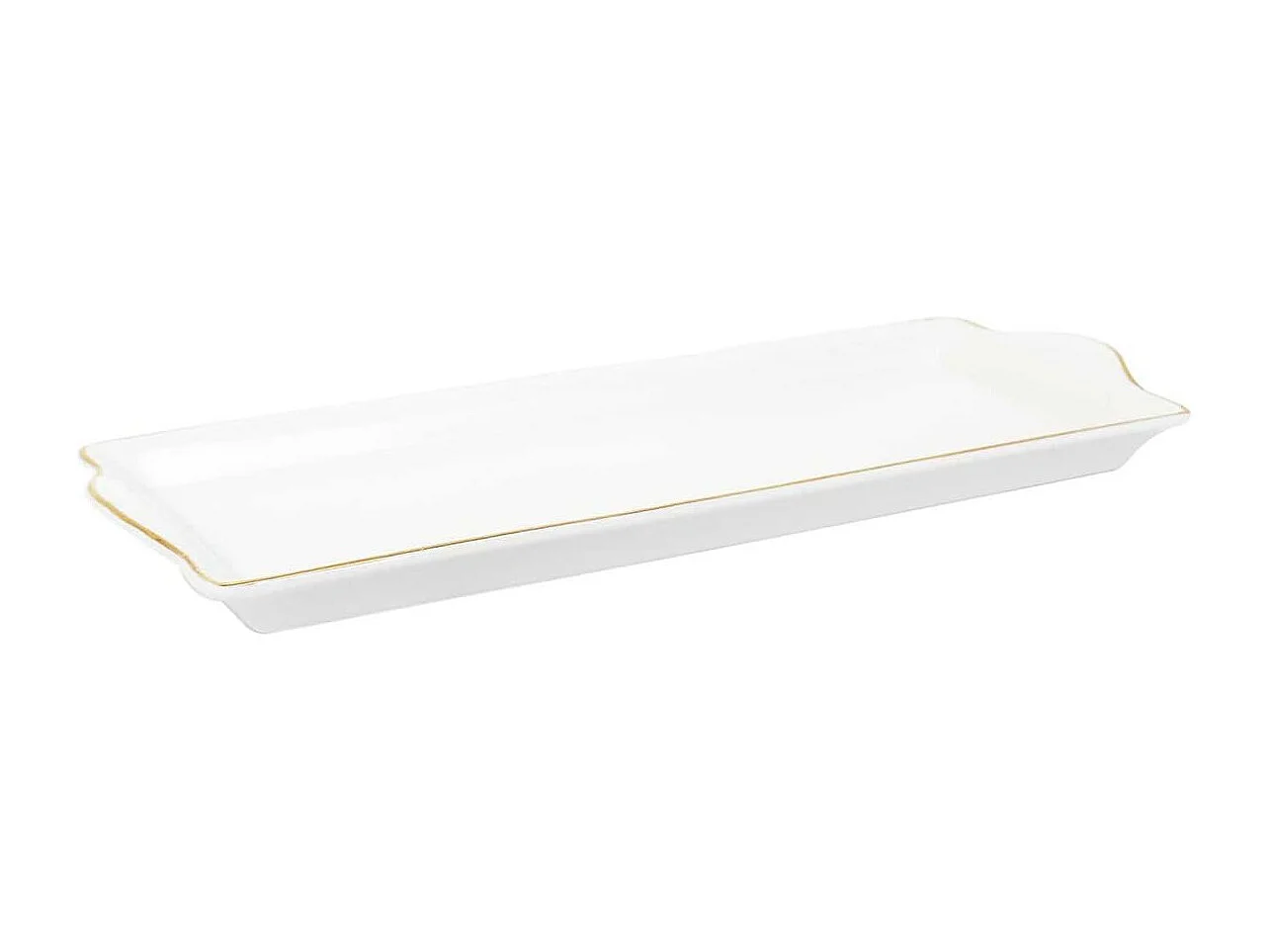 Plat de Service Rectangulaire en Porcelaine Liseré Doré 31x15 cm - CLASS