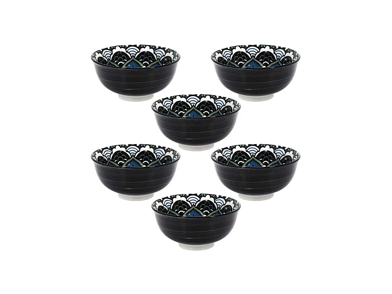 Set de 6 bols en porcelaine bleu mandala (Ø12cm) - MANDALA