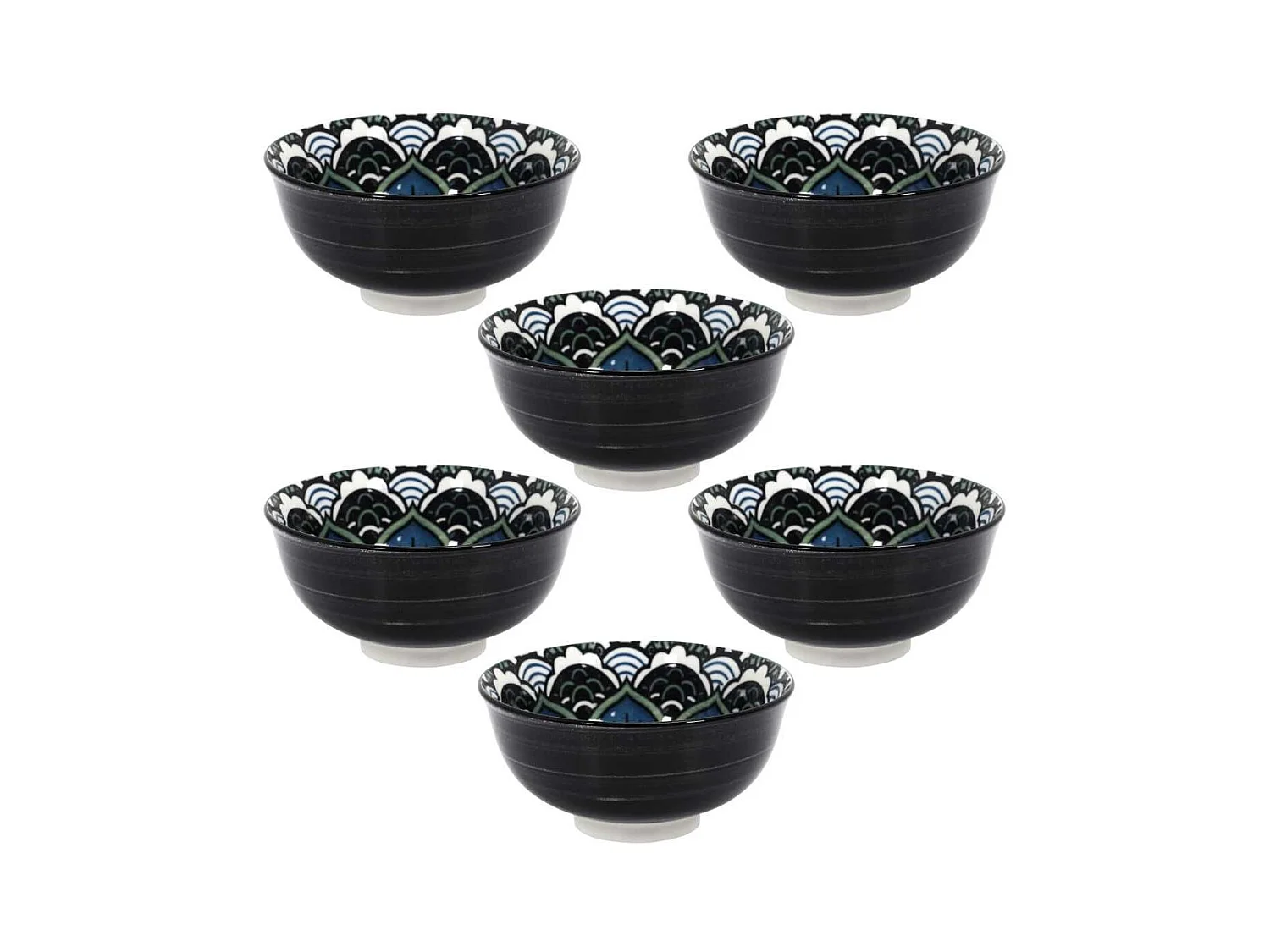 Set de 6 bols en porcelaine bleu mandala (Ø12cm) - MANDALA