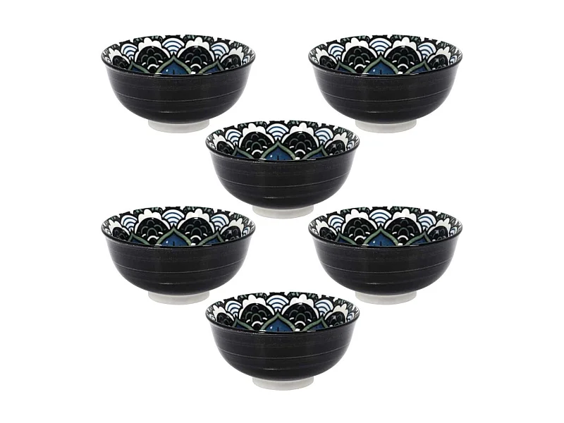 Set de 6 bols en porcelaine bleu mandala (Ø12cm) - MANDALA