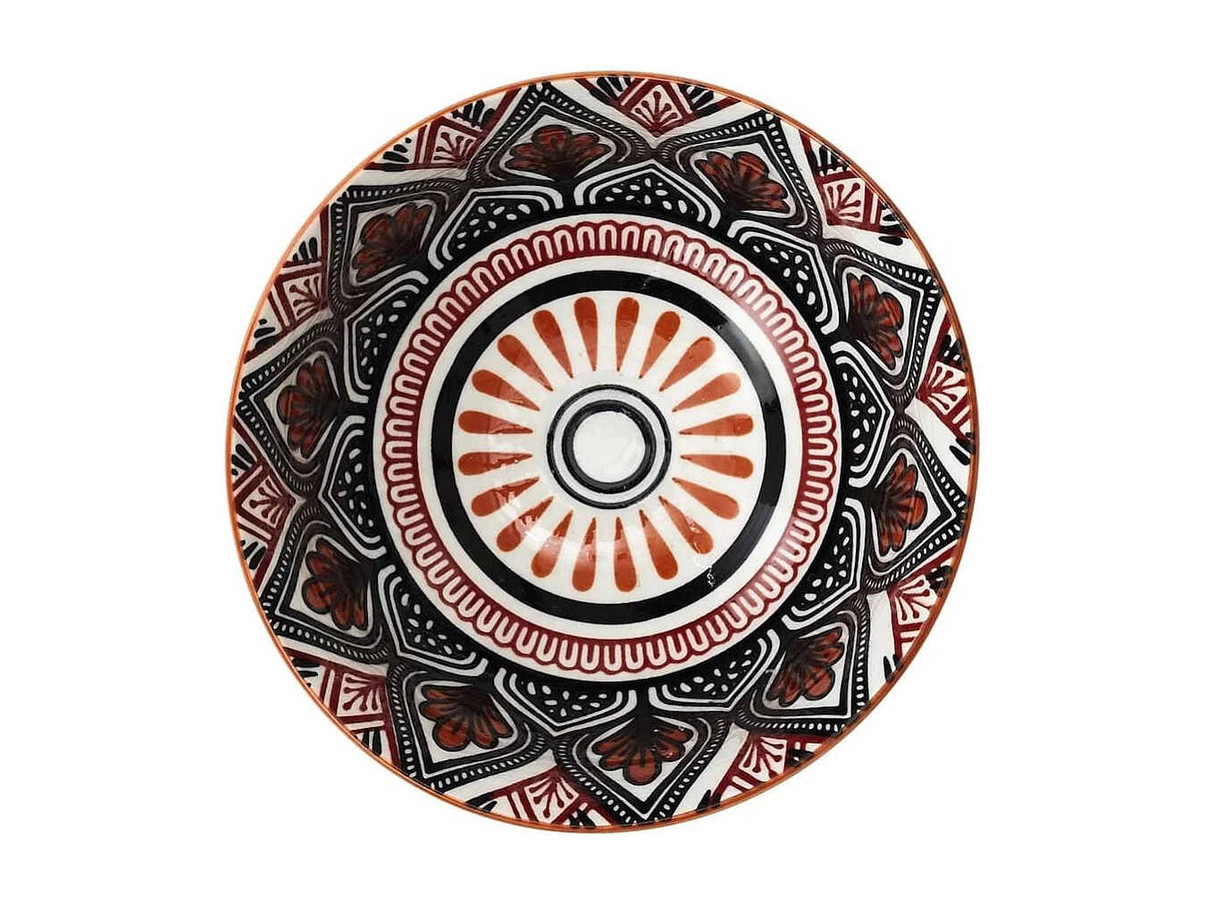 Set de 6 bols en porcelaine orange mandala (Ø12cm) - MANDALA