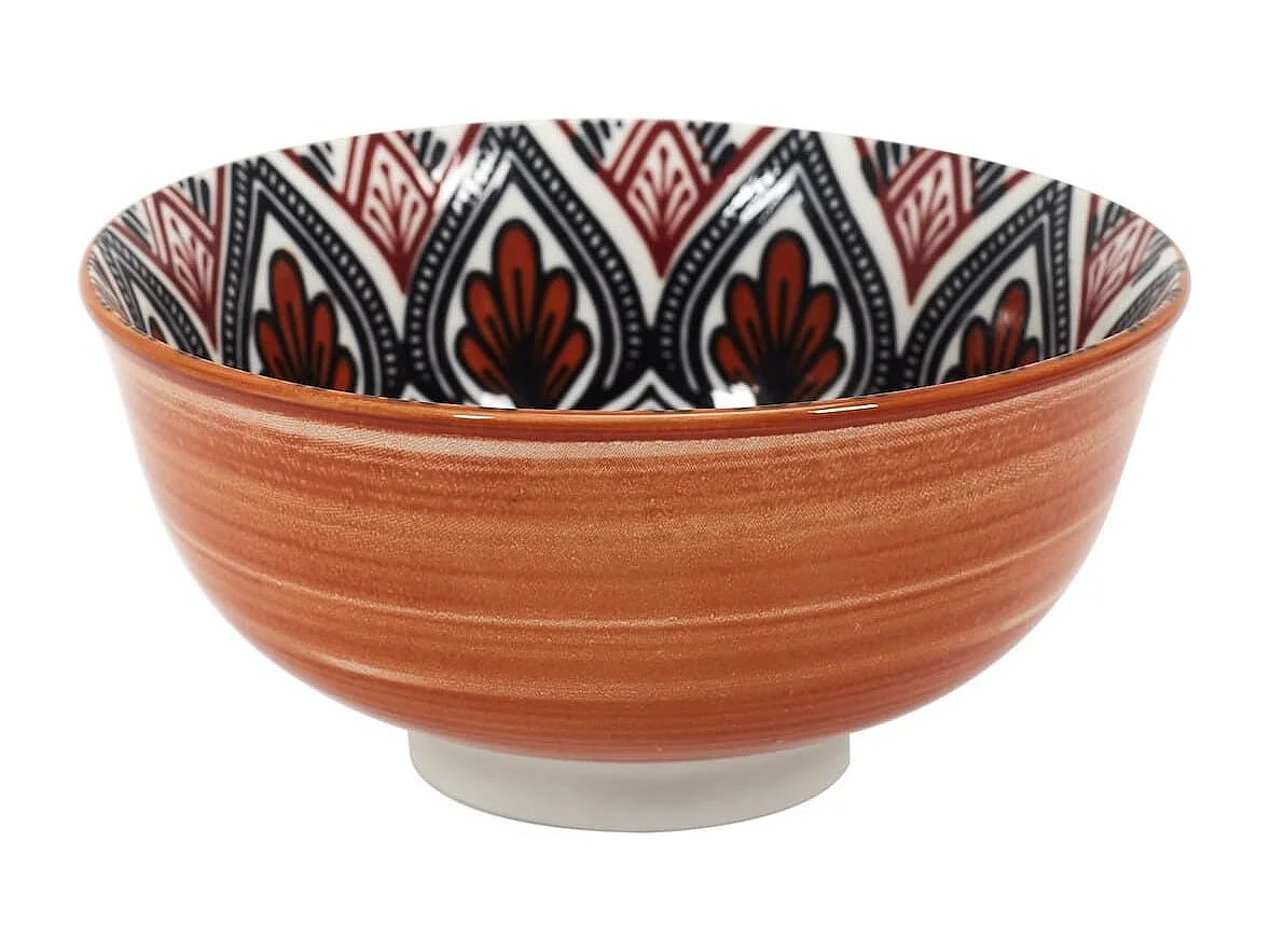 Set de 6 bols en porcelaine orange mandala (Ø12cm) - MANDALA