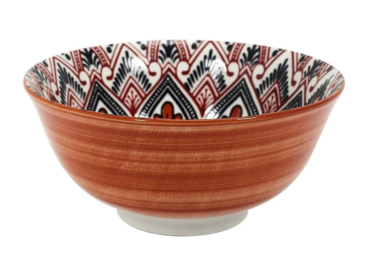 Set de 6 bols en porcelaine orange mandala (Ø15cm) - MANDALA