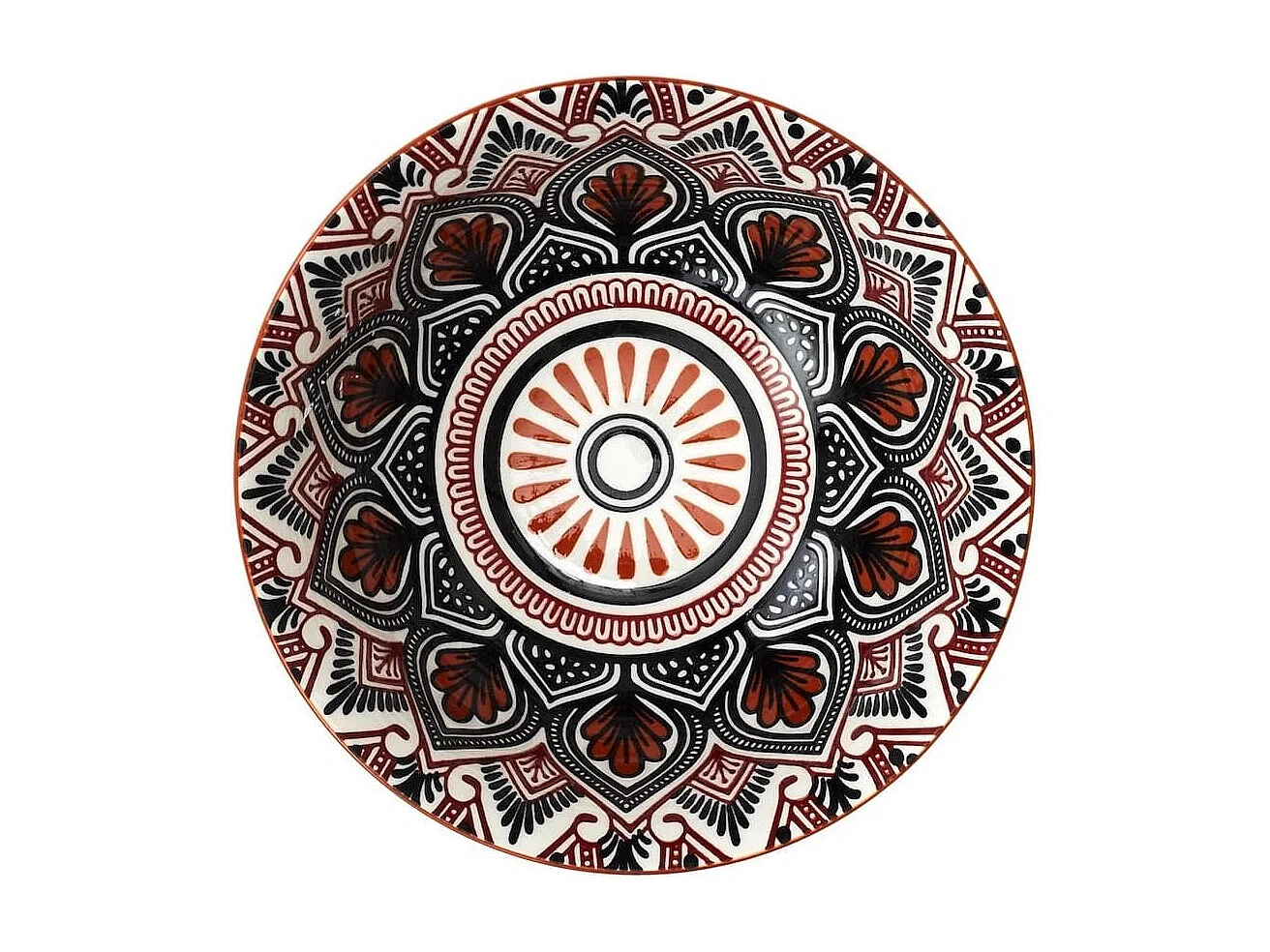 Set de 6 bols en porcelaine orange mandala (Ø15cm) - MANDALA