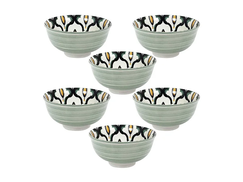 Set de 6 bols en porcelaine vert mandala (Ø12cm) - MANDALA