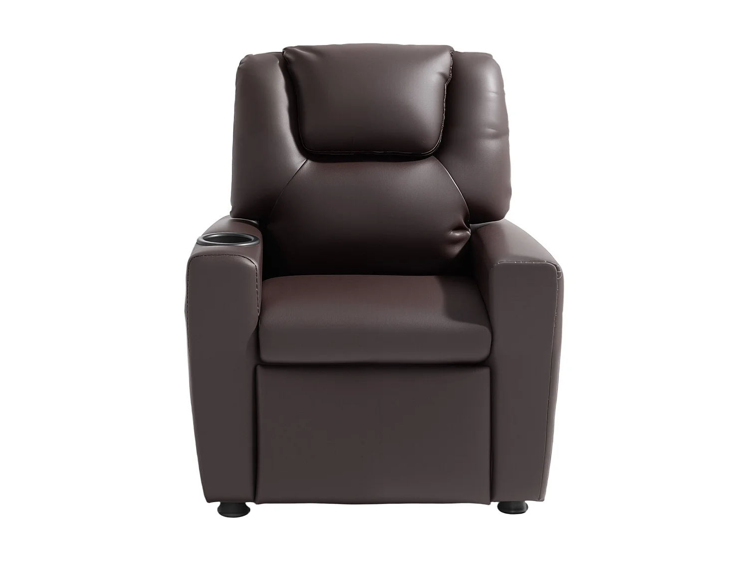 Fauteuil Inclinable SucceBuy pour Enfants, Chaise Relax Ergonomique, avec Porte-Gobelets et Poches, Dossier Réglable 101° à 121°,  pour Chambre d’Enfants, Marron