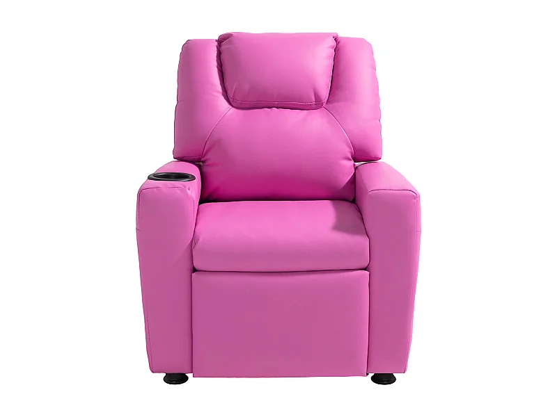 Rozkładany Fotel SucceBuy dla Dzieci, Ergonomiczne Krzesło Relaksacyjne, z Uchwytami na Kubki i Kieszeniami, Regulowane Oparcie w Zakresie 101° do 121°, Różowy