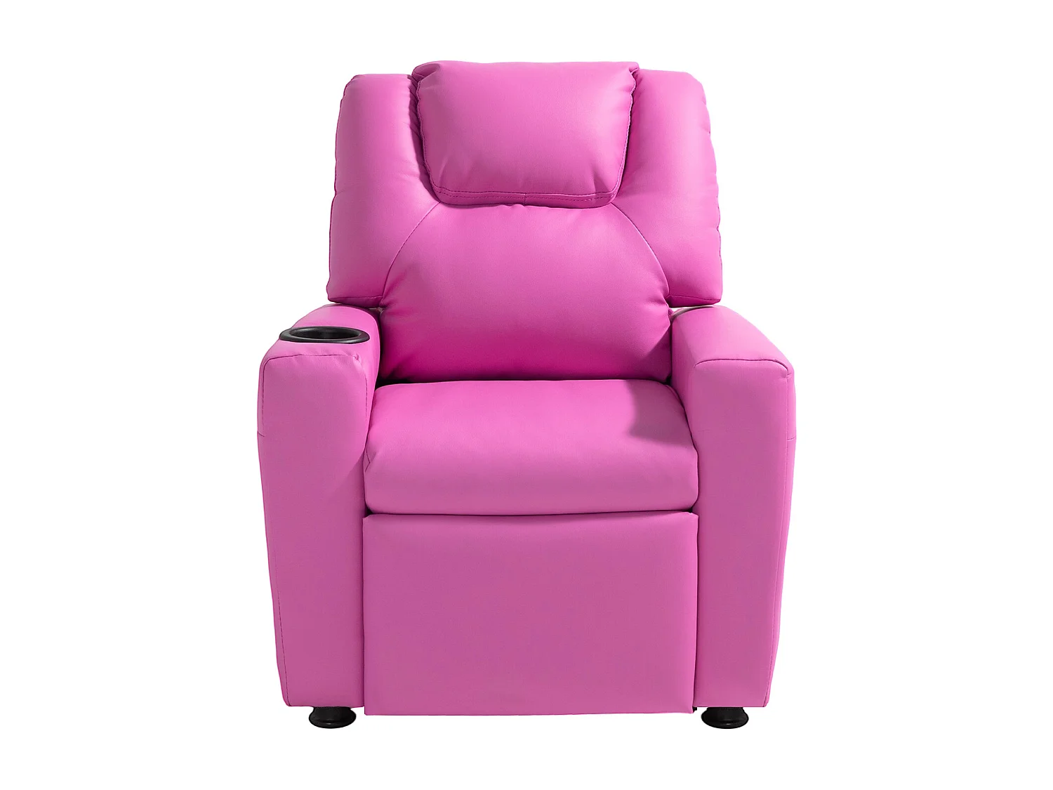 Fauteuil Inclinable SucceBuy pour Enfants, Chaise Relax Ergonomique, avec Porte-Gobelets et Poches, Dossier Réglable 101° à 121°, pour Chambre d’Enfants, Rose