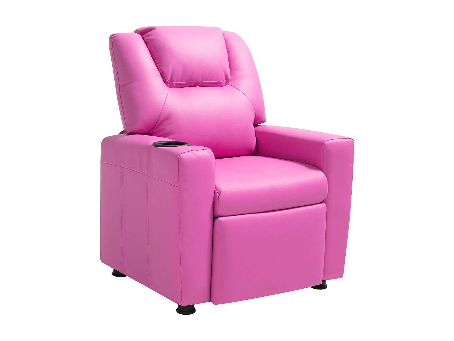 Fauteuil Inclinable SucceBuy pour Enfants, Chaise Relax Ergonomique, avec Porte-Gobelets et Poches, Dossier Réglable 101° à 121°, pour Chambre d’Enfants, Rose