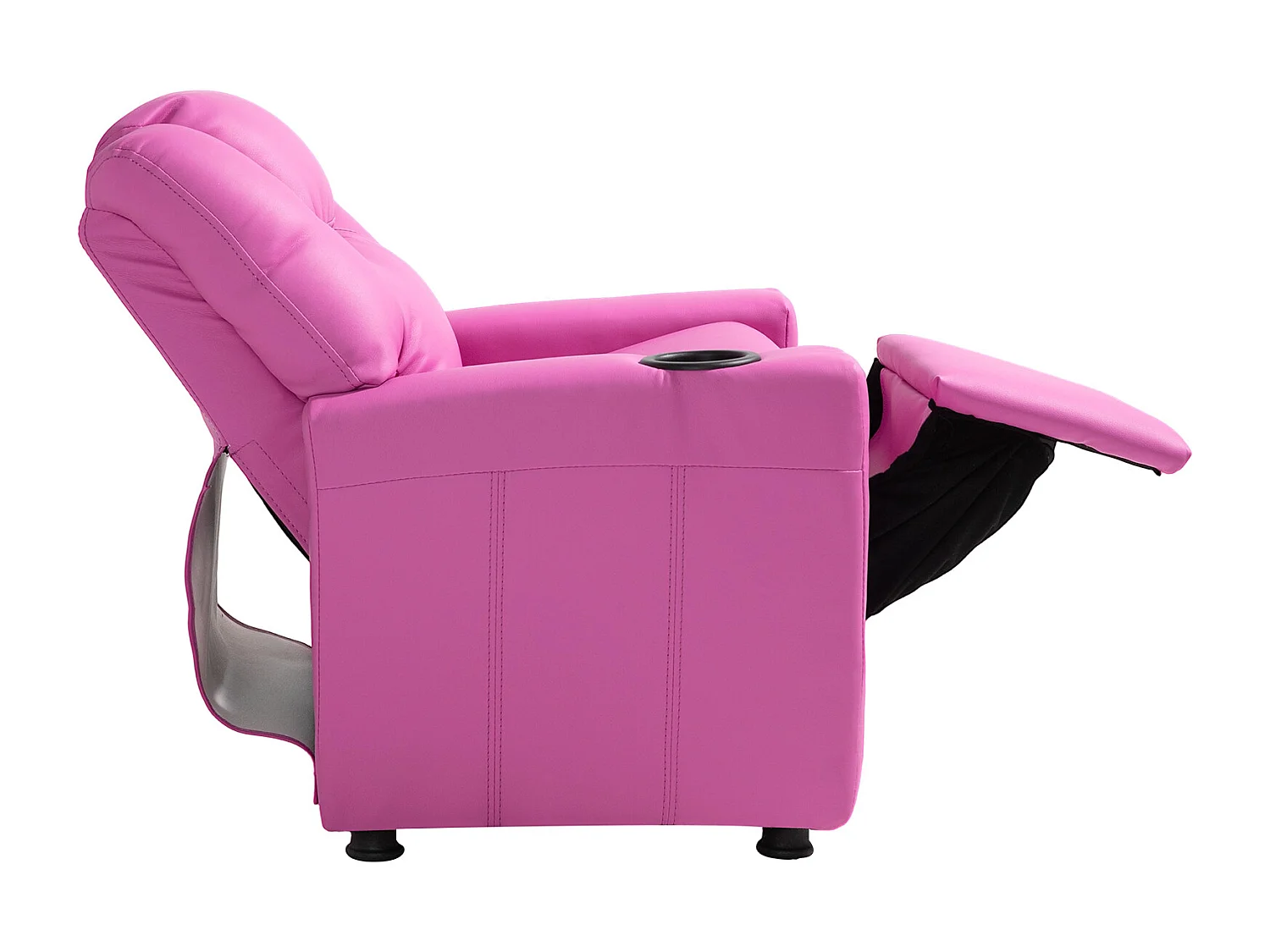Fauteuil Inclinable SucceBuy pour Enfants, Chaise Relax Ergonomique, avec Porte-Gobelets et Poches, Dossier Réglable 101° à 121°, pour Chambre d’Enfants, Rose