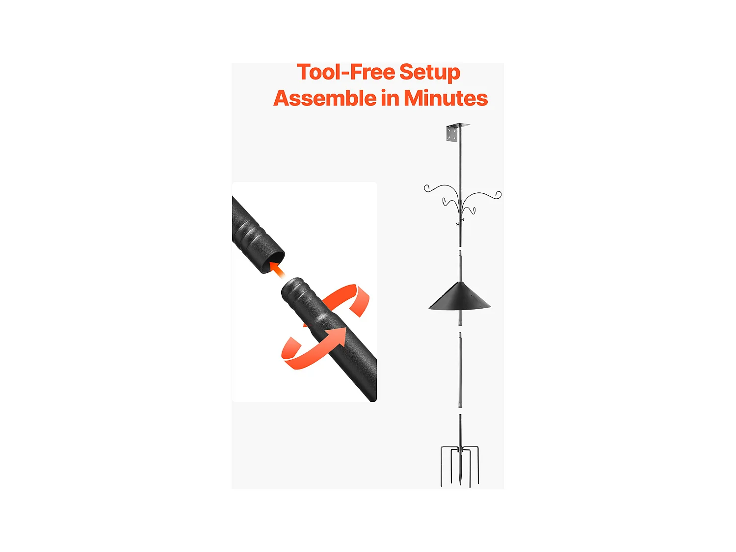 Crochet de Berger SucceBuy, 4 Crochets, Mangeoire pour Oiseaux Sauvages de 237 cm de Haut, Ensemble Suspendu avec Protection contre les Écureuils