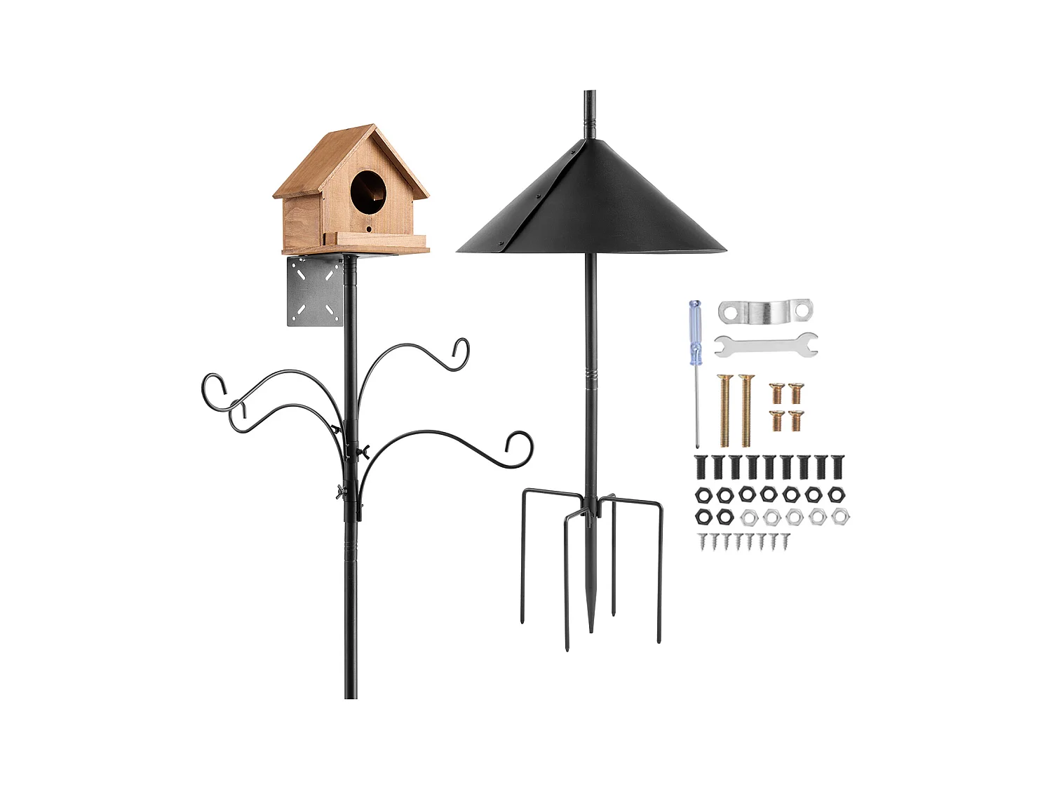 Crochet de Berger SucceBuy, 4 Crochets, Mangeoire pour Oiseaux Sauvages de 237 cm de Haut, Ensemble Suspendu avec Protection contre les Écureuils