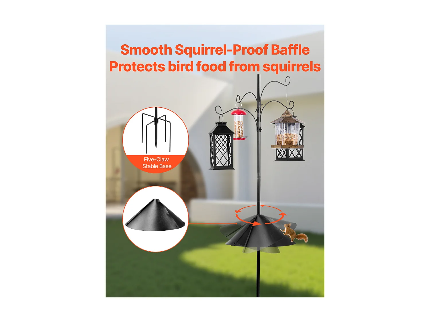 Hirtenknoten SucceBuy, 4 Knoten, Futterstelle für Wilde Vögel von 237 cm Höhe, Aufhängendes Set mit Schutz gegen Eichhörnchen